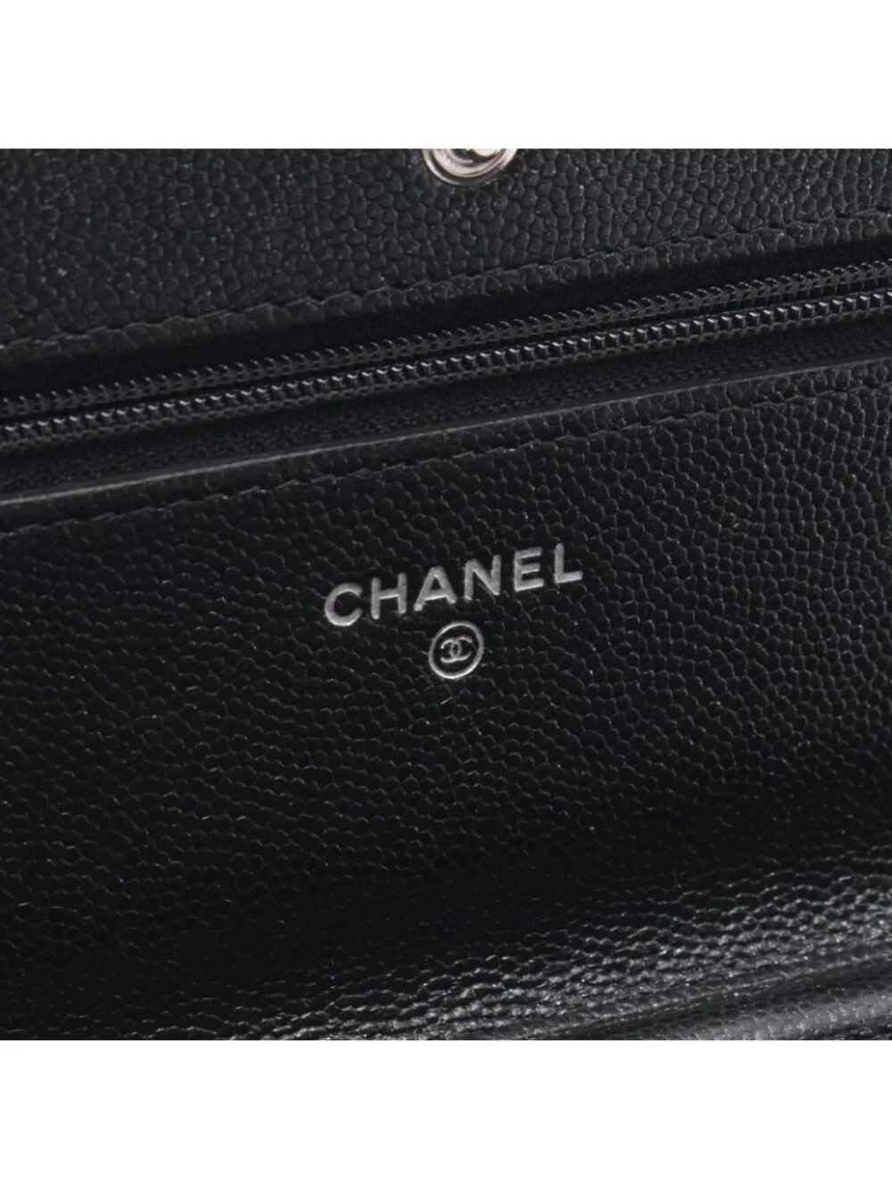 Chanel Shoulder Bag Quilted Black Caviar Leather Chain Wallet